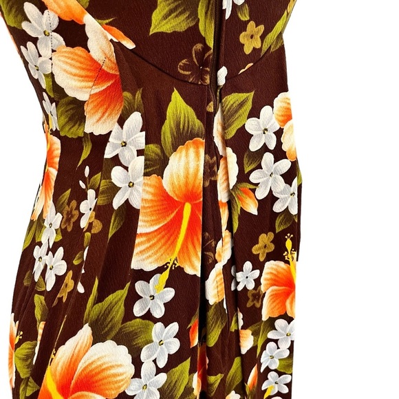Vintage Ui-Maikai Bark Cloth Maxi Dress Hawaii Hibiscus Print Small - Picture 4 of 11
